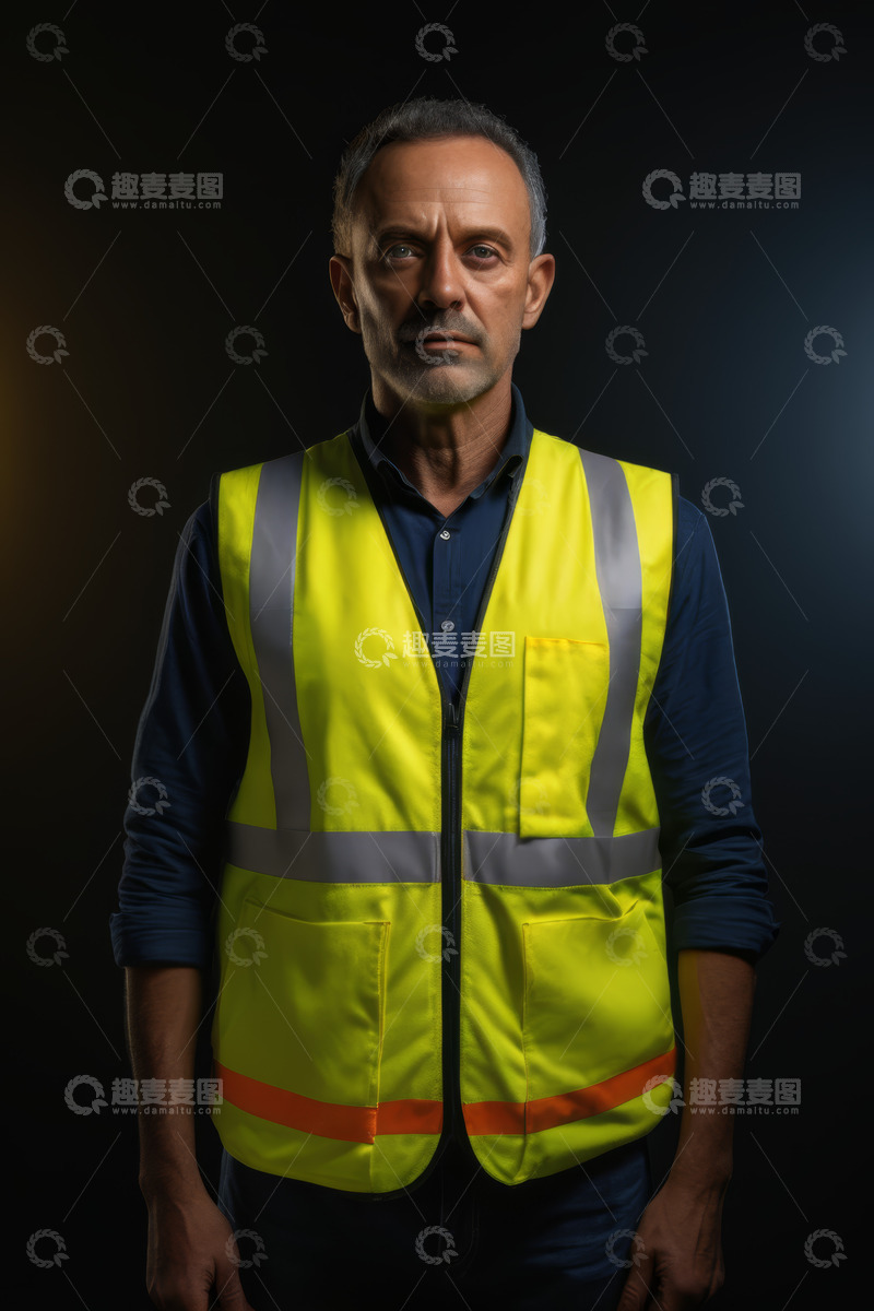 高清大图下载【趣麦麦图】穿反光背心的男子正面照