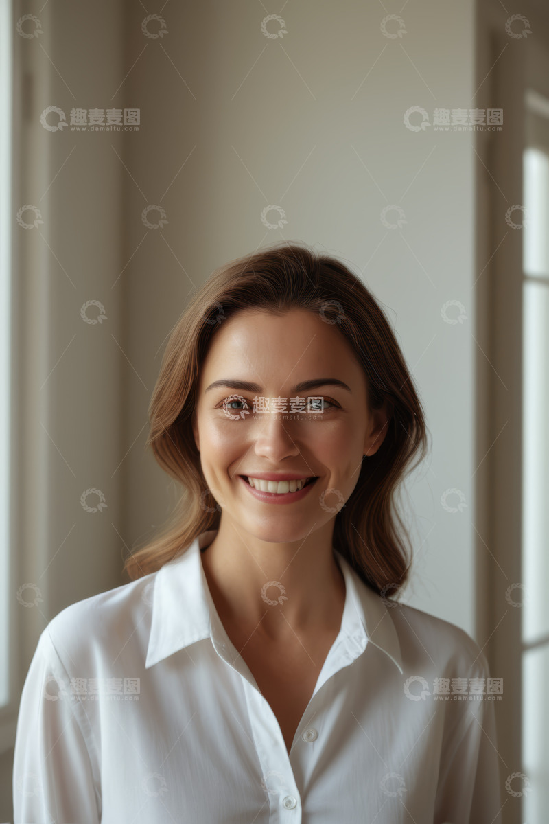 高清大图下载【趣麦麦图】微笑年轻女性半身肖像