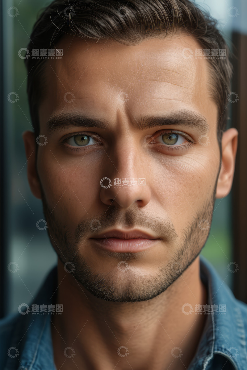 高清大图下载【趣麦麦图】年轻男子面部特写素材