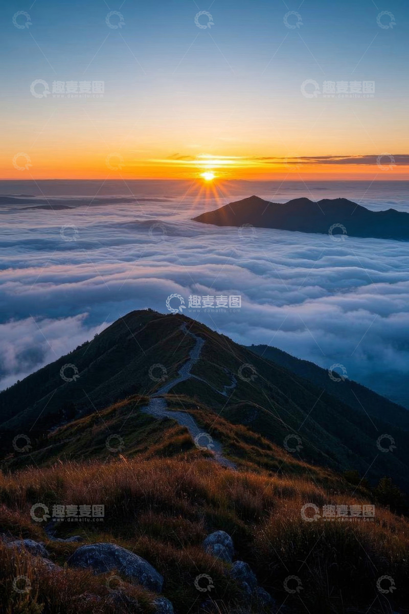 高清大图下载【趣麦麦图】山间云海日出风景