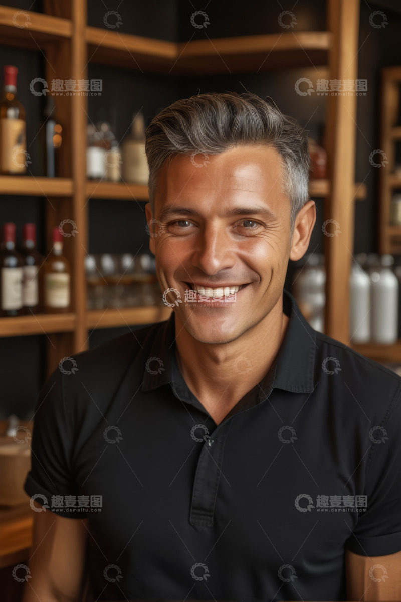 高清大图下载【趣麦麦图】微笑男士肖像近景
