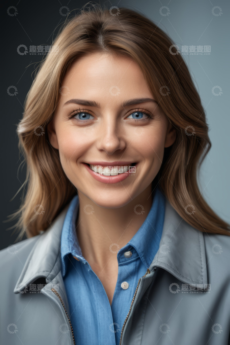 高清大图下载【趣麦麦图】微笑女性肖像特写