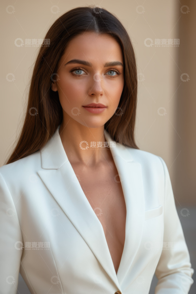 高清大图下载【趣麦麦图】穿白西装的女性肖像