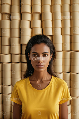 穿黄衣女子的正面特写