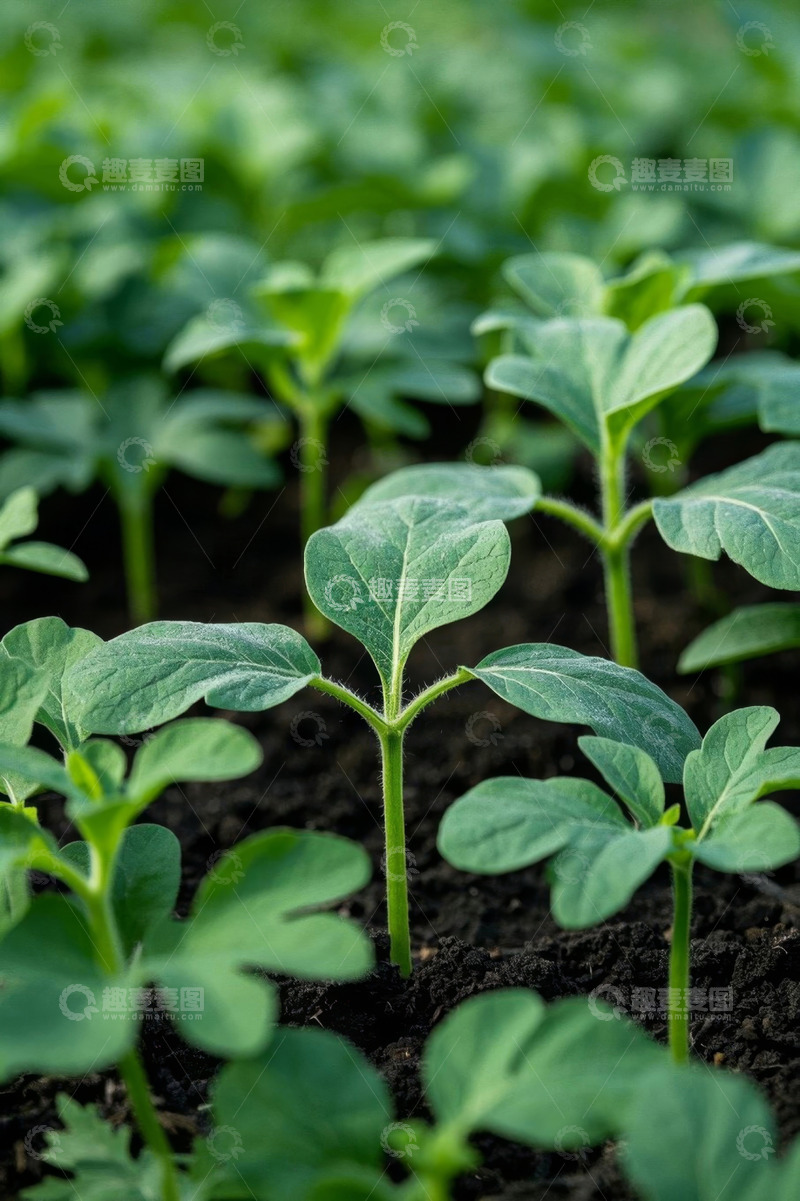 高清大图下载【趣麦麦图】农田里生长的嫩绿植物