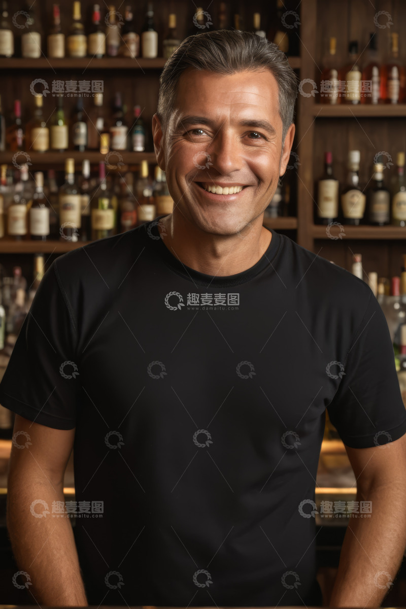 高清大图下载【趣麦麦图】酒吧内微笑的男士