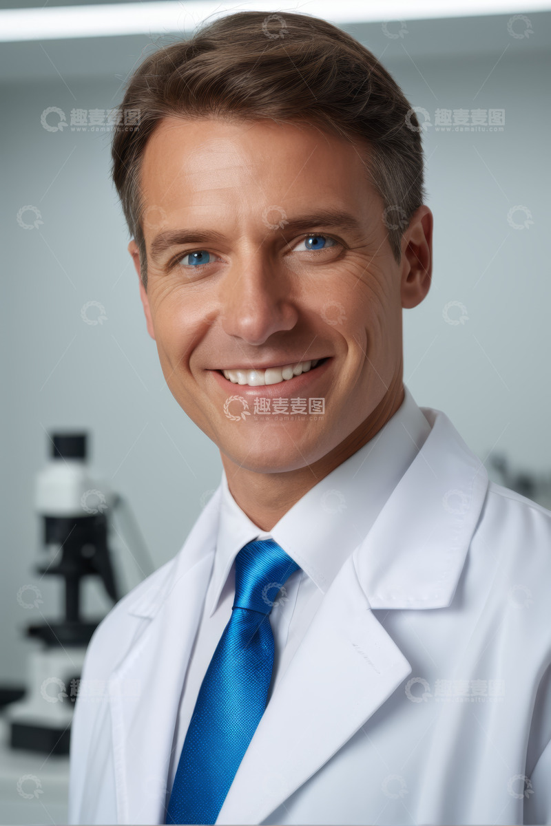 高清大图下载【趣麦麦图】微笑男医生实验室特写