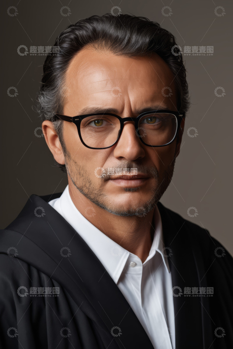 高清大图下载【趣麦麦图】戴眼镜穿黑袍男士肖像