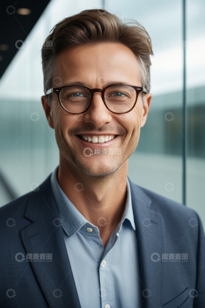 高清大图下载【趣麦麦图】微笑商务男士近景肖像
