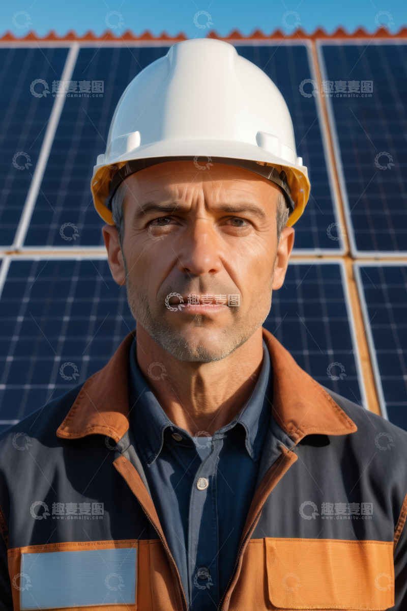 高清大图下载【趣麦麦图】太阳能工程师户外工作肖像