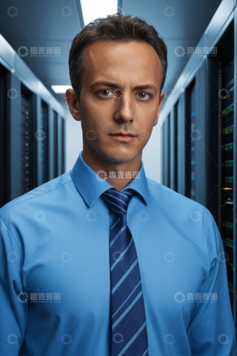 高清大图下载【趣麦麦图】服务器前的商务男士