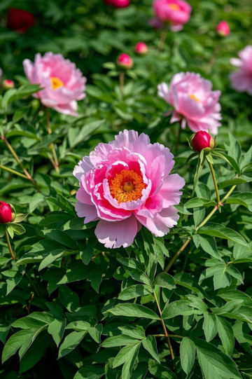 盛开的粉色牡丹花