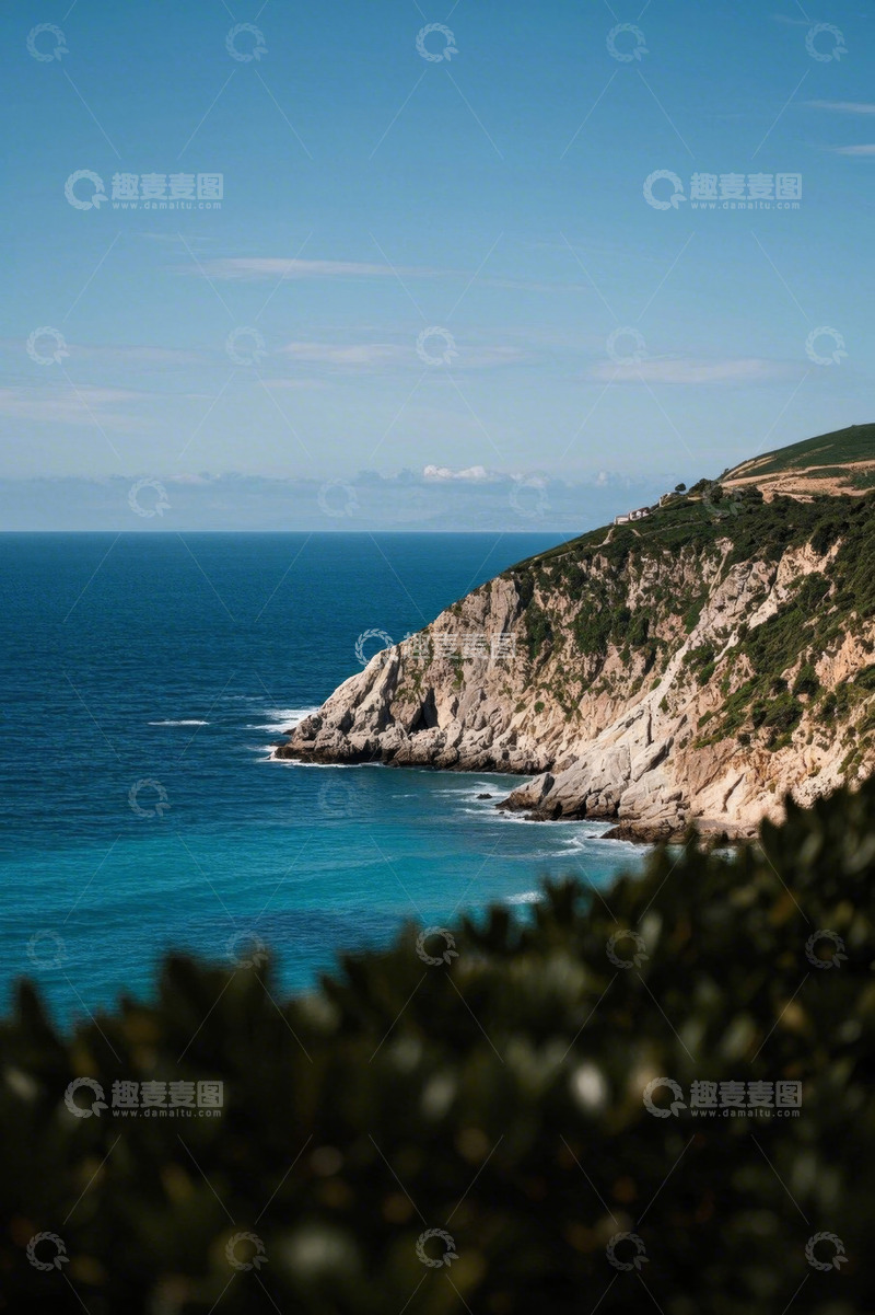 高清大图下载【趣麦麦图】海岸边的岩石与蓝色海洋景观