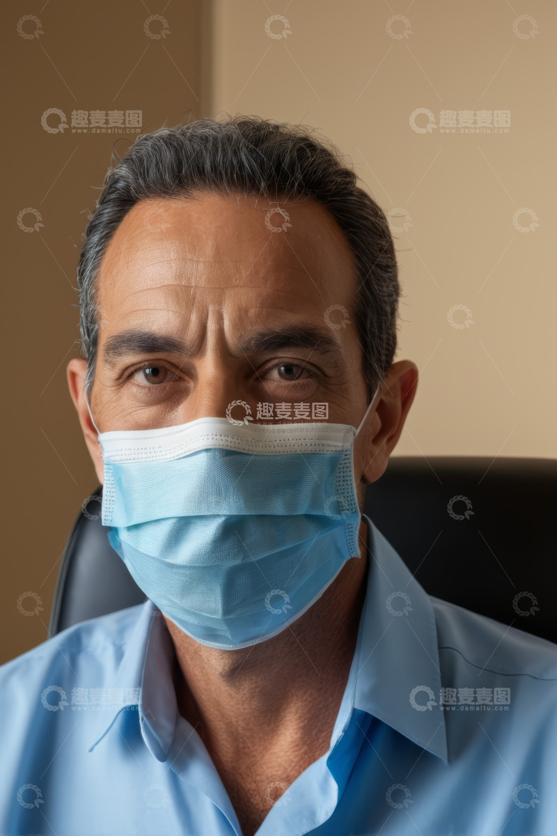 高清大图下载【趣麦麦图】戴口罩男性面部特写