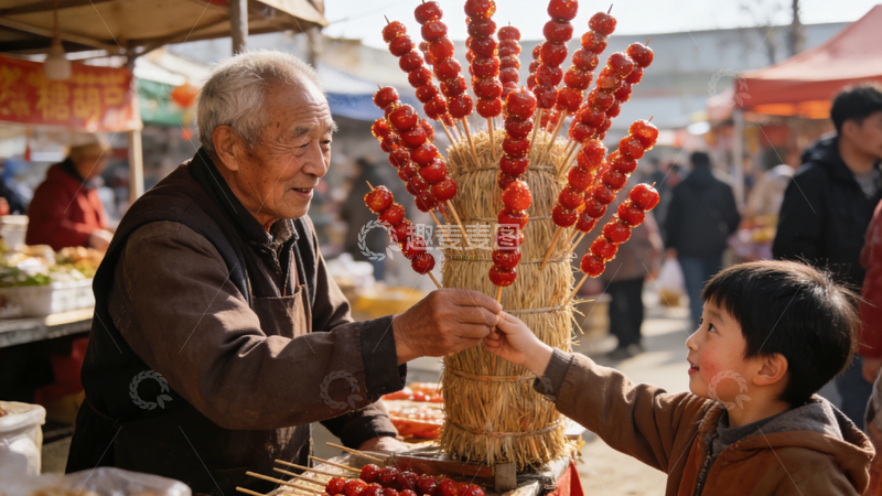 高清大图下载【趣麦麦图】过年买糖葫芦