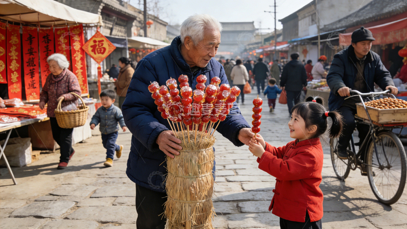 高清大图下载【趣麦麦图】小孩买糖葫芦