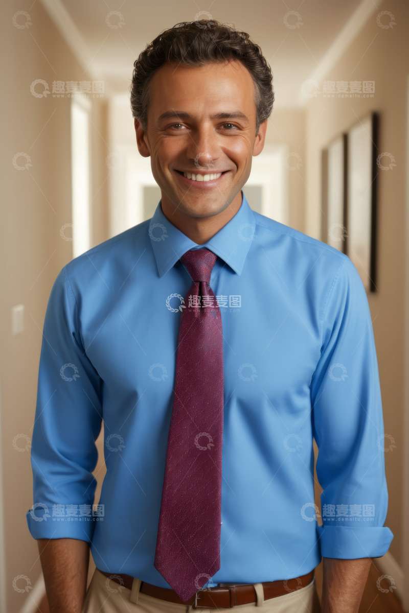 高清大图下载【趣麦麦图】穿衬衫打领带微笑男士肖像