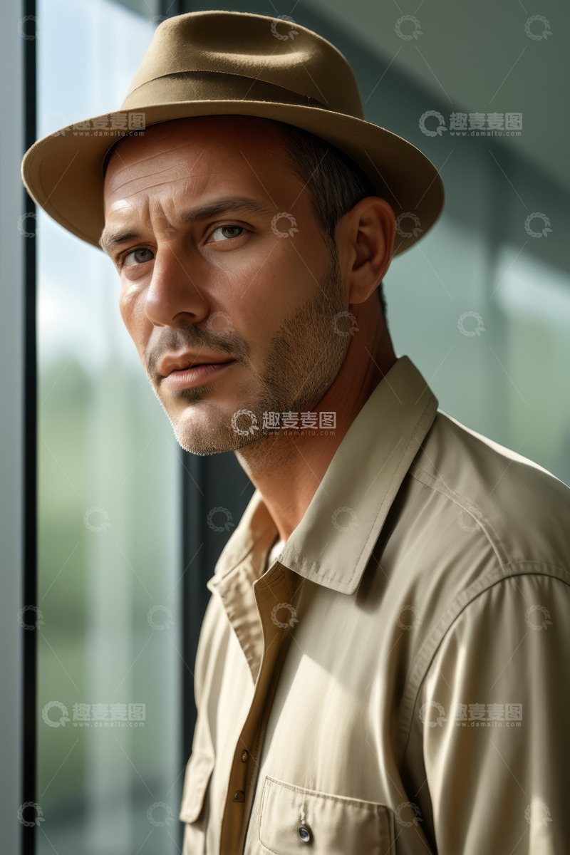 高清大图下载【趣麦麦图】戴帽子男士近景肖像