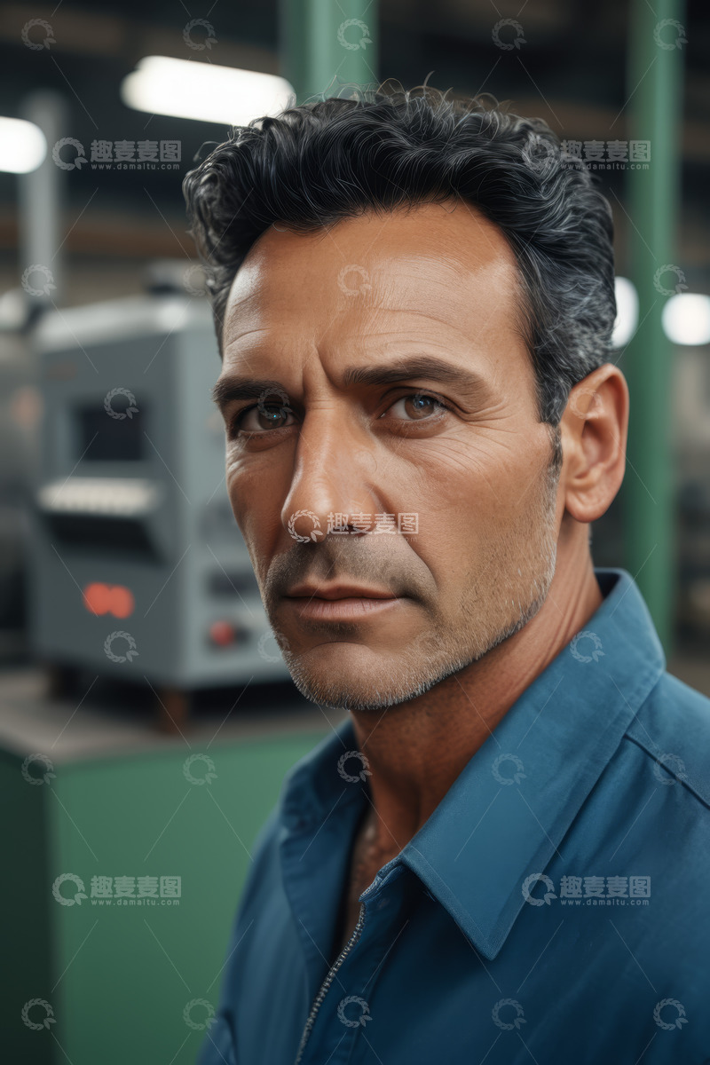 高清大图下载【趣麦麦图】工厂内男性工人肖像