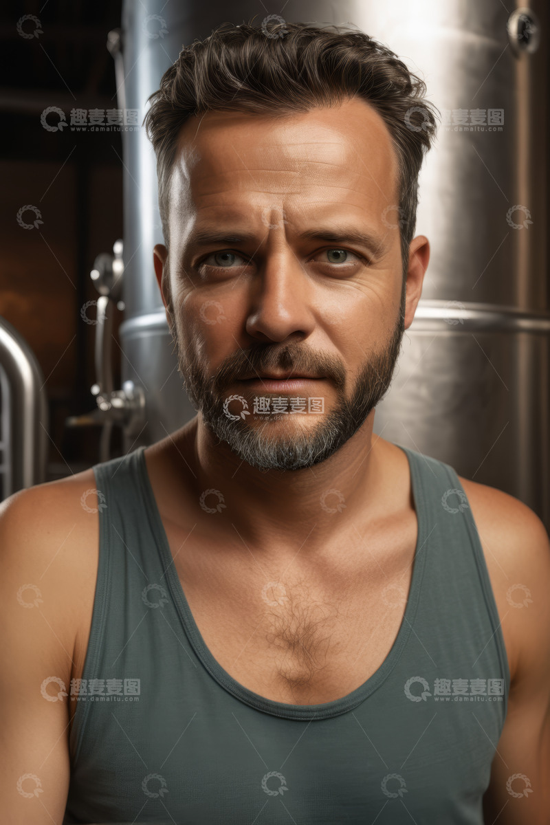 高清大图下载【趣麦麦图】穿背心男性近景肖像