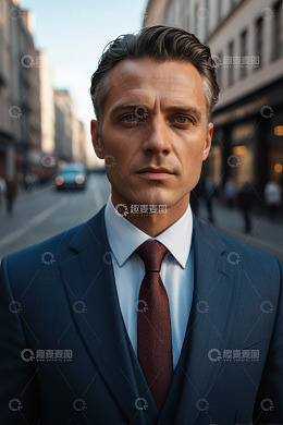 街道上的西装男士正面肖像