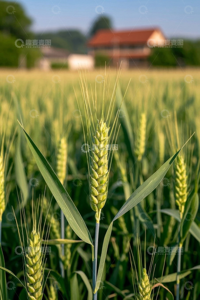 高清大图下载【趣麦麦图】田野中生长的绿色小麦