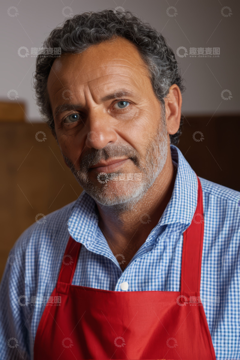 高清大图下载【趣麦麦图】穿围裙的中年男性肖像