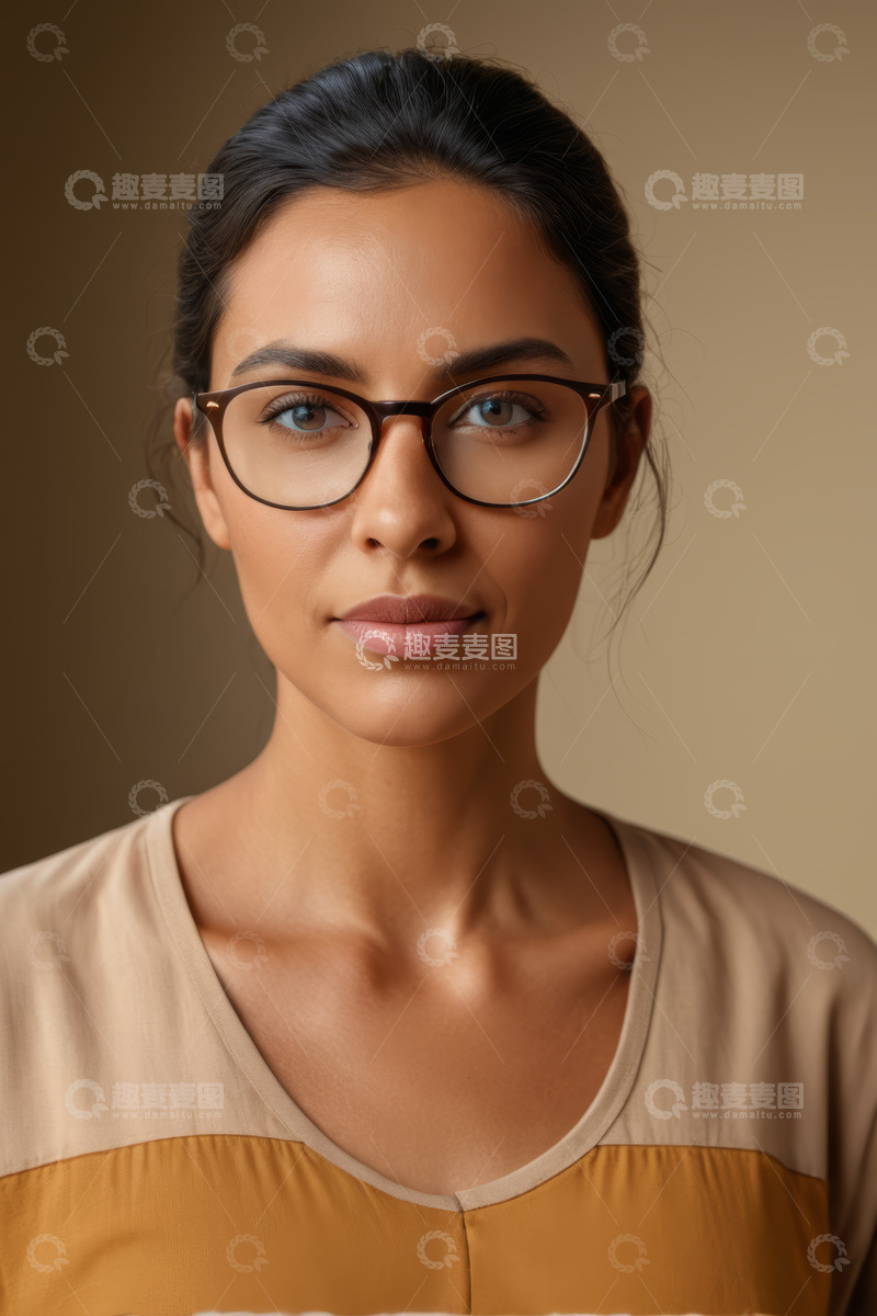 高清大图下载【趣麦麦图】戴眼镜女性的人物肖像