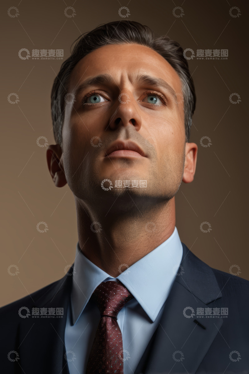 高清大图下载【趣麦麦图】商务男士正装抬头特写