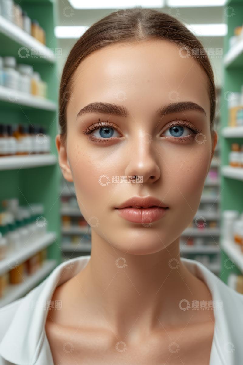 高清大图下载【趣麦麦图】药房内女性脸部特写素材