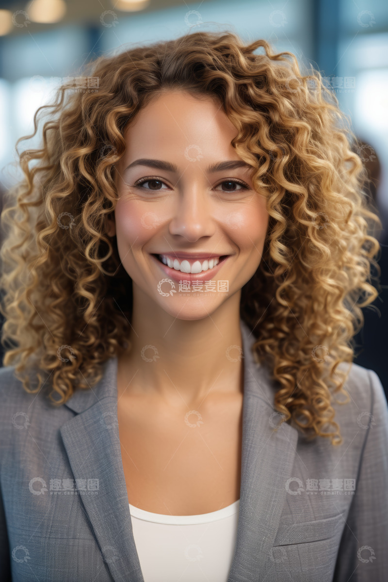 高清大图下载【趣麦麦图】微笑女商人半身像