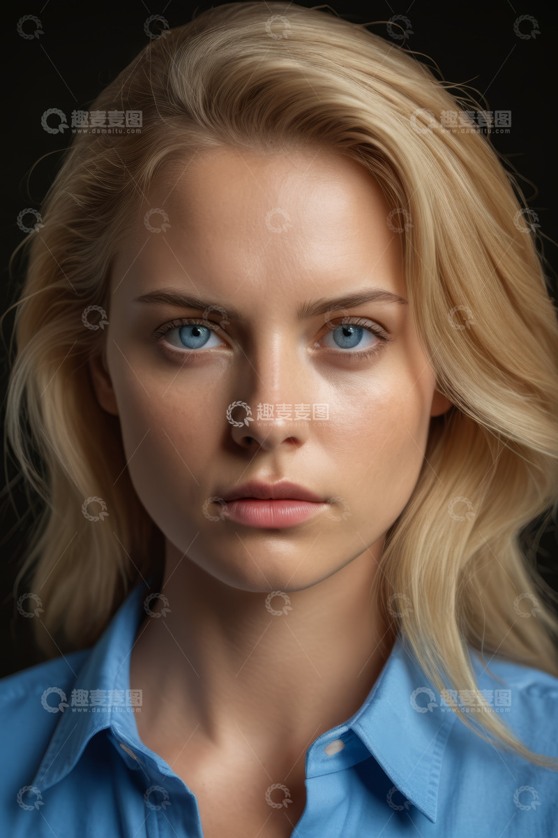 高清大图下载【趣麦麦图】金发女子肖像特写