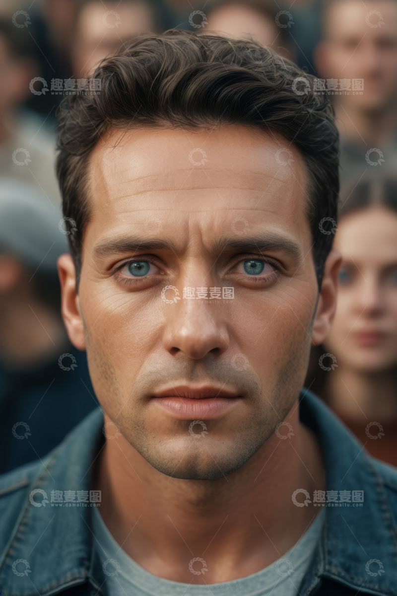 高清大图下载【趣麦麦图】男子特写及背后人群