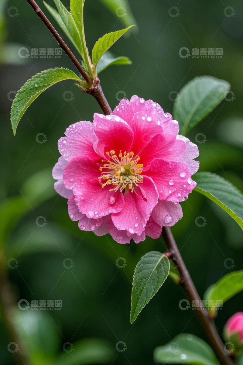 高清大图下载【趣麦麦图】带水珠的粉色花卉特写