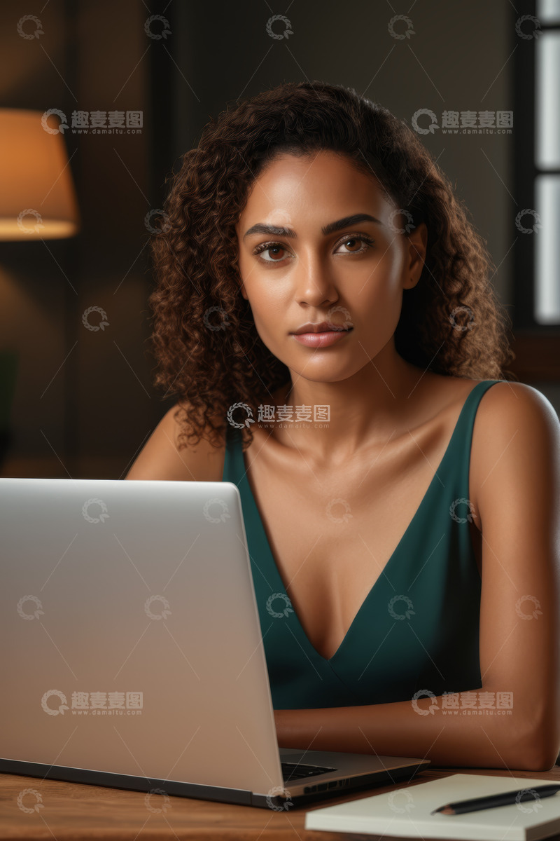 高清大图下载【趣麦麦图】女性使用笔记本电脑办公