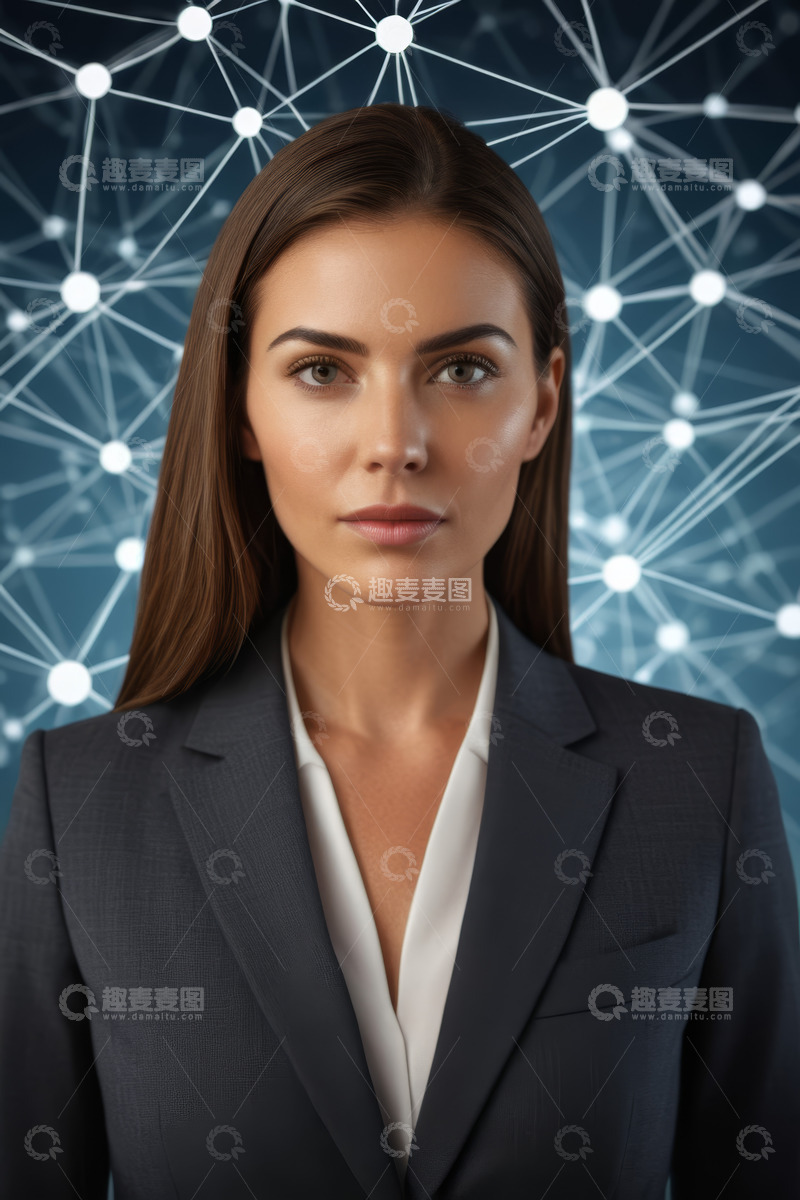 高清大图下载【趣麦麦图】商务女性与网络概念背景
