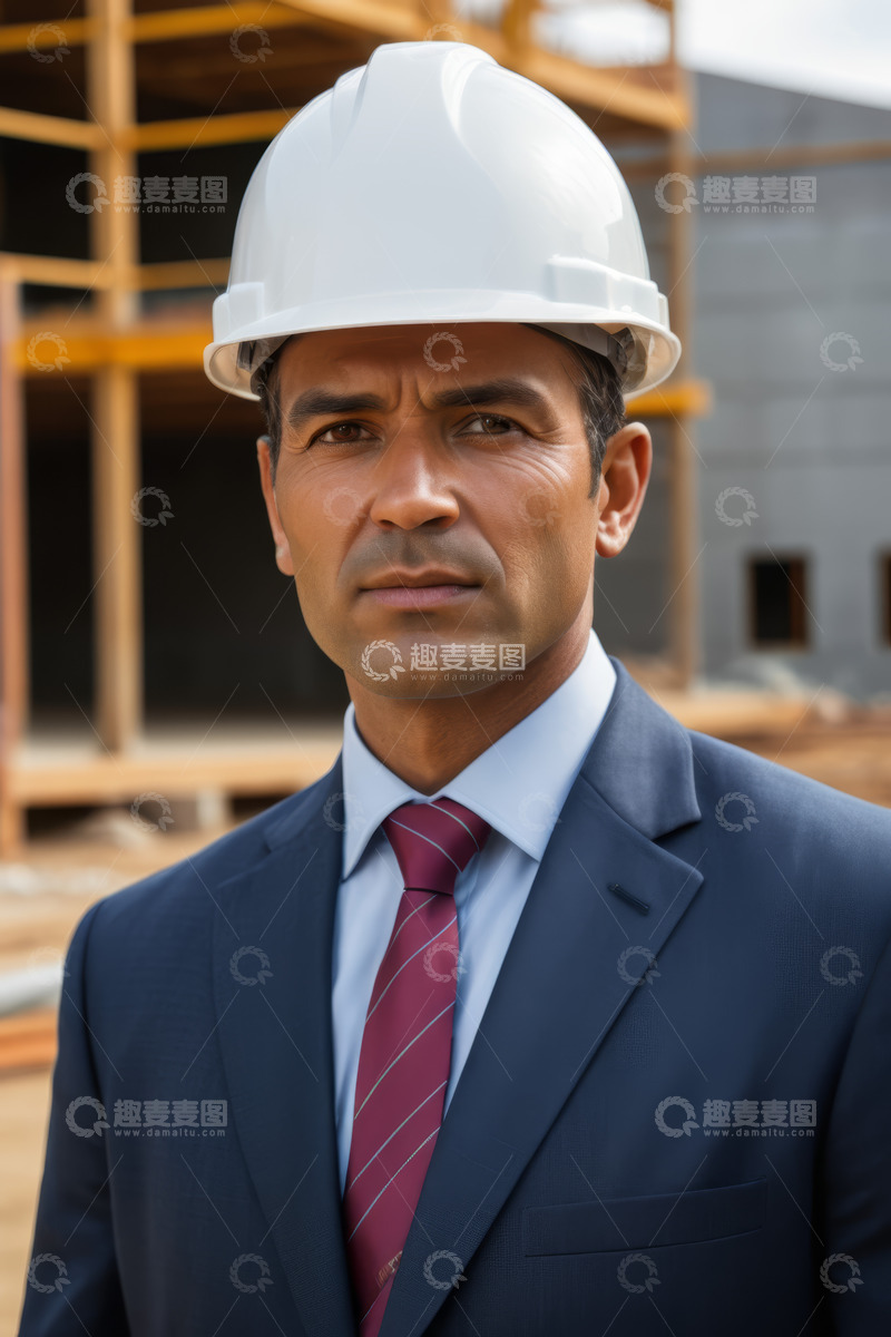 高清大图下载【趣麦麦图】建筑工地工程师正装肖像