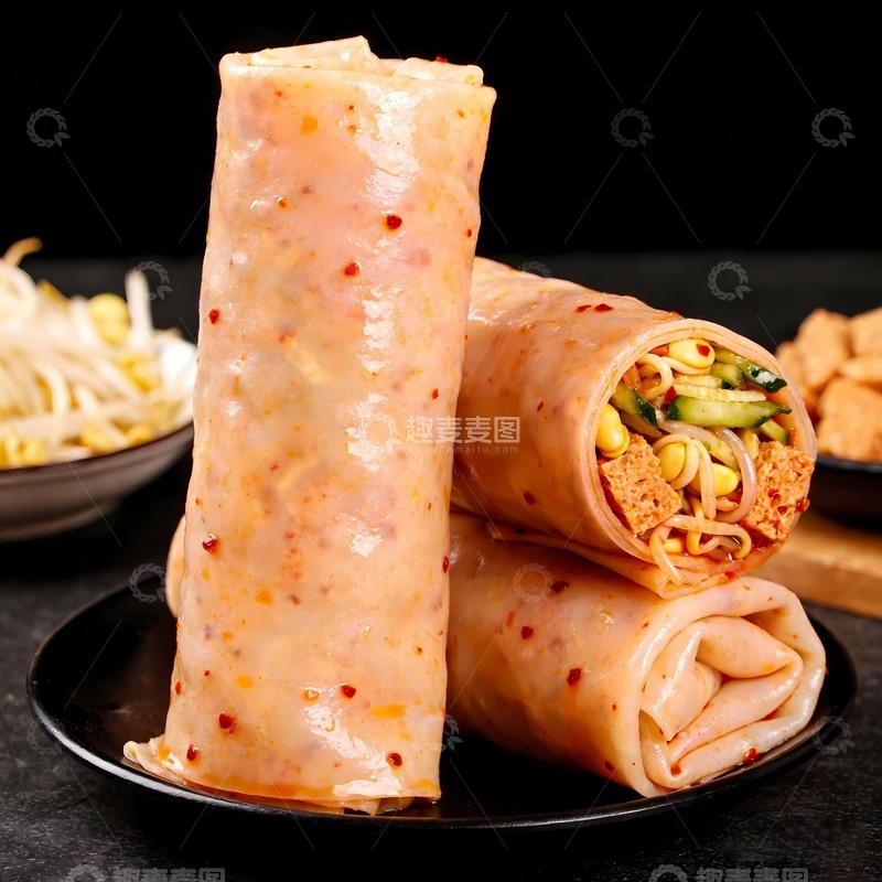 高清大图下载【趣麦麦图】三个裹凉皮图片