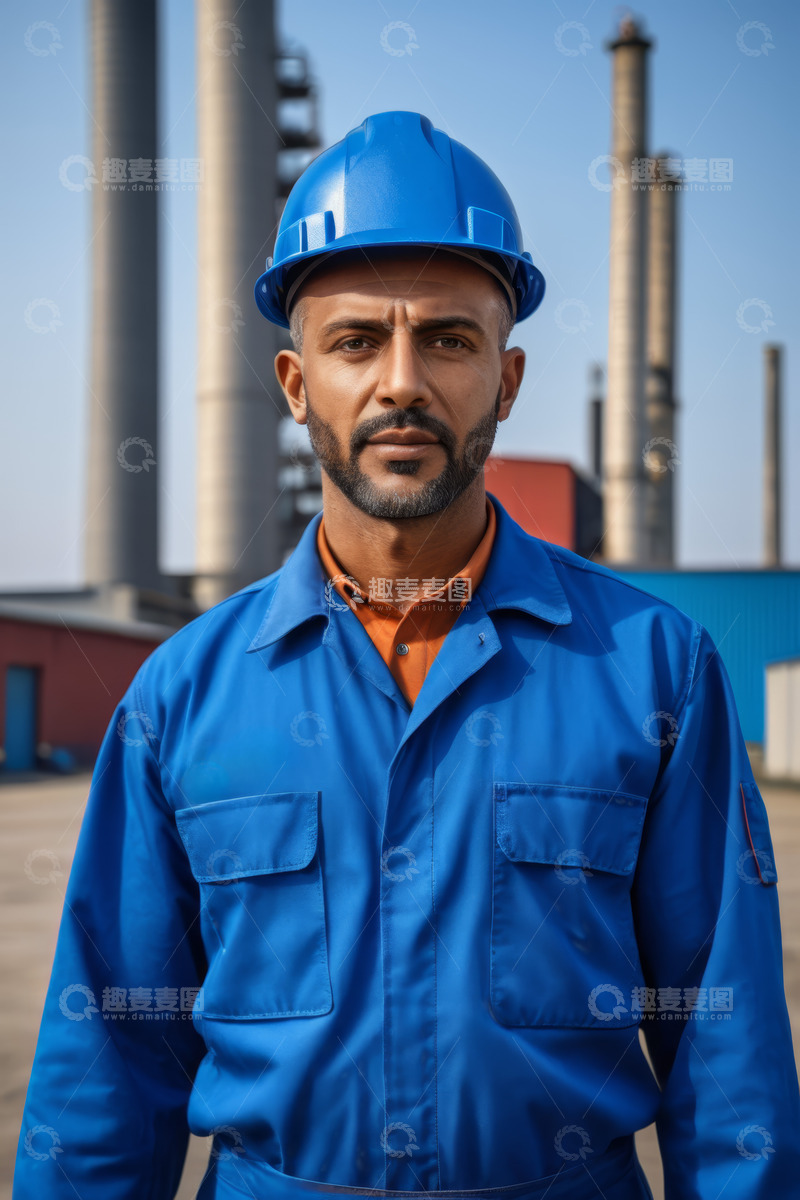 高清大图下载【趣麦麦图】工厂工人身着工装戴安全帽