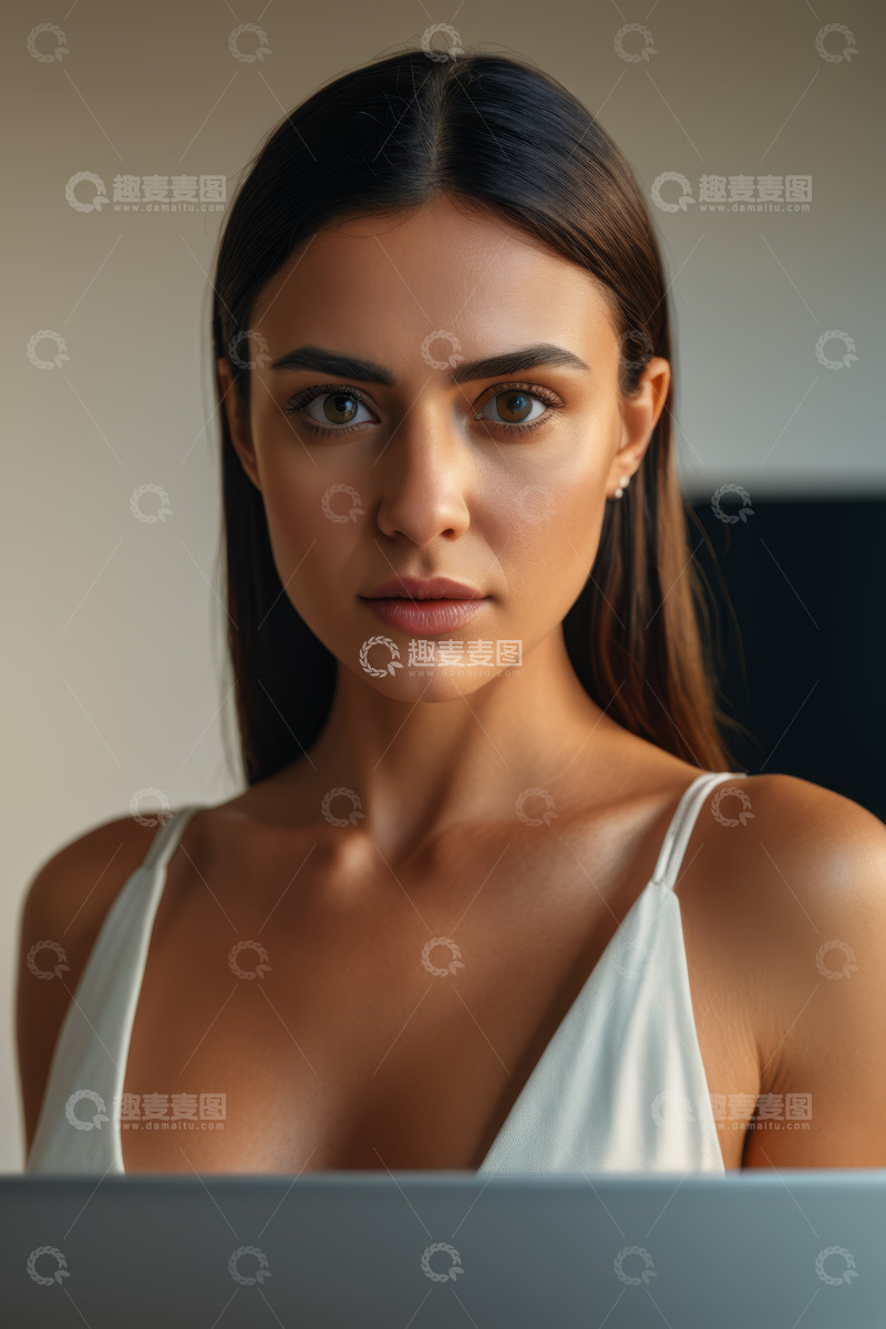 高清大图下载【趣麦麦图】年轻女子室内近景人像