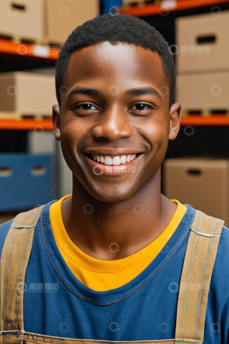 高清大图下载【趣麦麦图】仓库工人微笑特写