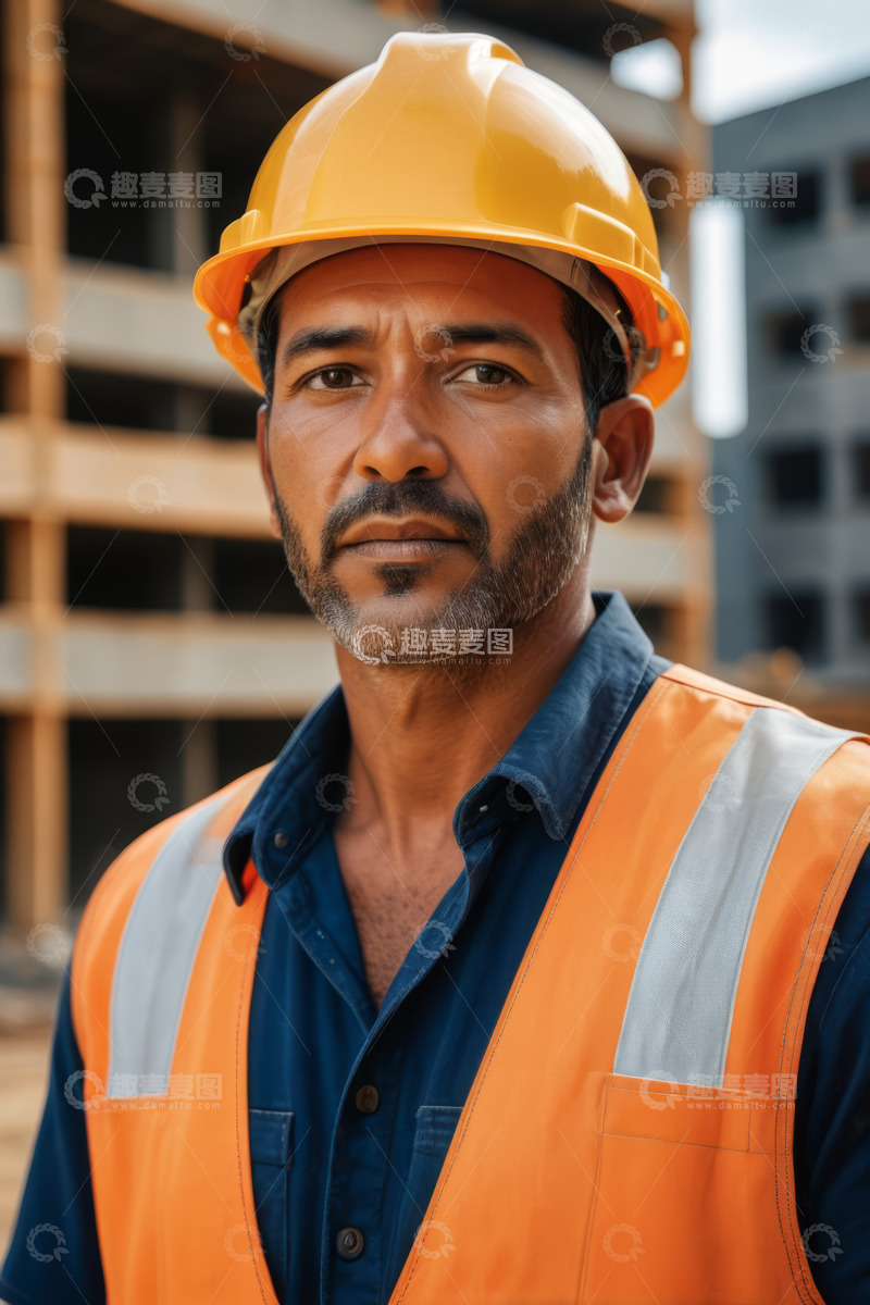 高清大图下载【趣麦麦图】建筑工地工人近景肖像