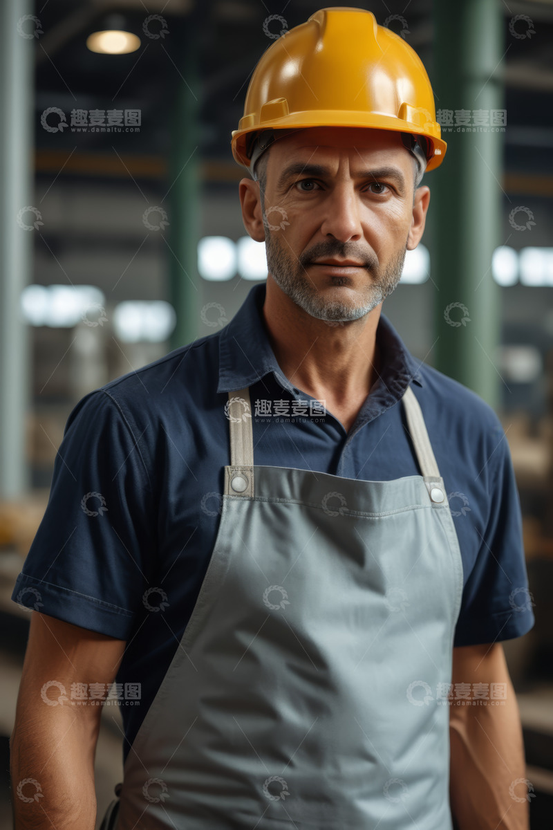 高清大图下载【趣麦麦图】工厂工人戴着安全帽半身照