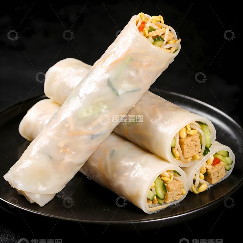 高清大图下载【趣麦麦图】三个卷凉皮插画