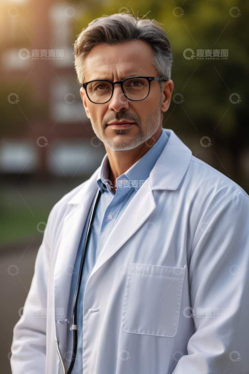高清大图下载【趣麦麦图】身着白大褂的中年男性医生