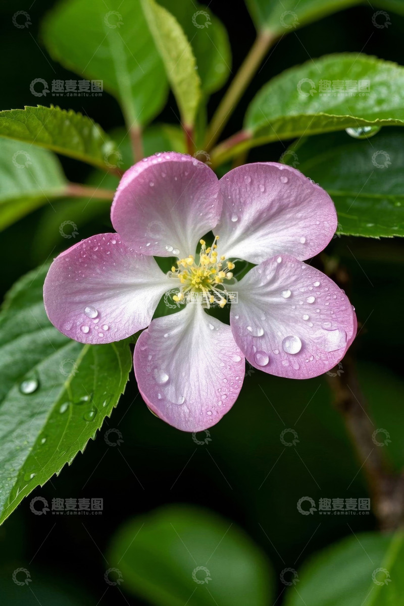 高清大图下载【趣麦麦图】带水珠的粉色花朵特写