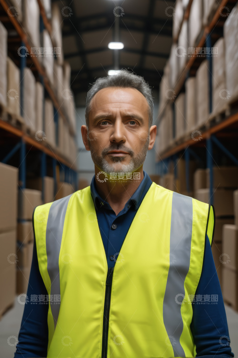 高清大图下载【趣麦麦图】仓库工作人员正面特写