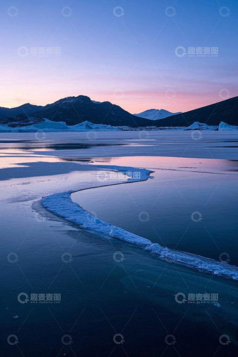 高清大图下载【趣麦麦图】冰川湖泊黄昏自然景观