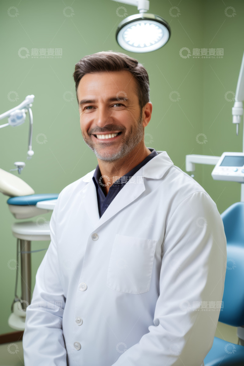 高清大图下载【趣麦麦图】牙科诊所内微笑的男医生