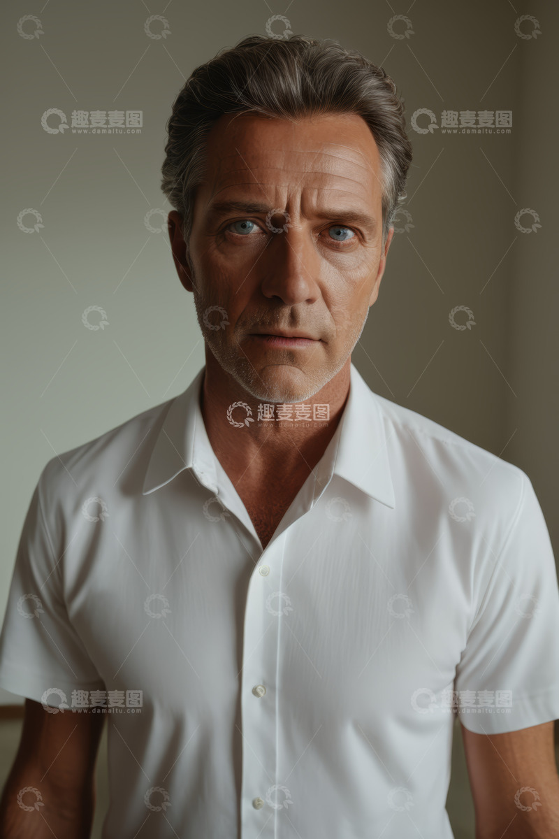 高清大图下载【趣麦麦图】穿白衬衫的成熟男性肖像